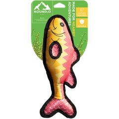 HOUND2O Bass Plush Dog Toy with squeaker for interactive play.