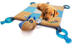 HOUNDGAMES Puppy Teething Mat closeup showing teething toys for soothing gums during play.