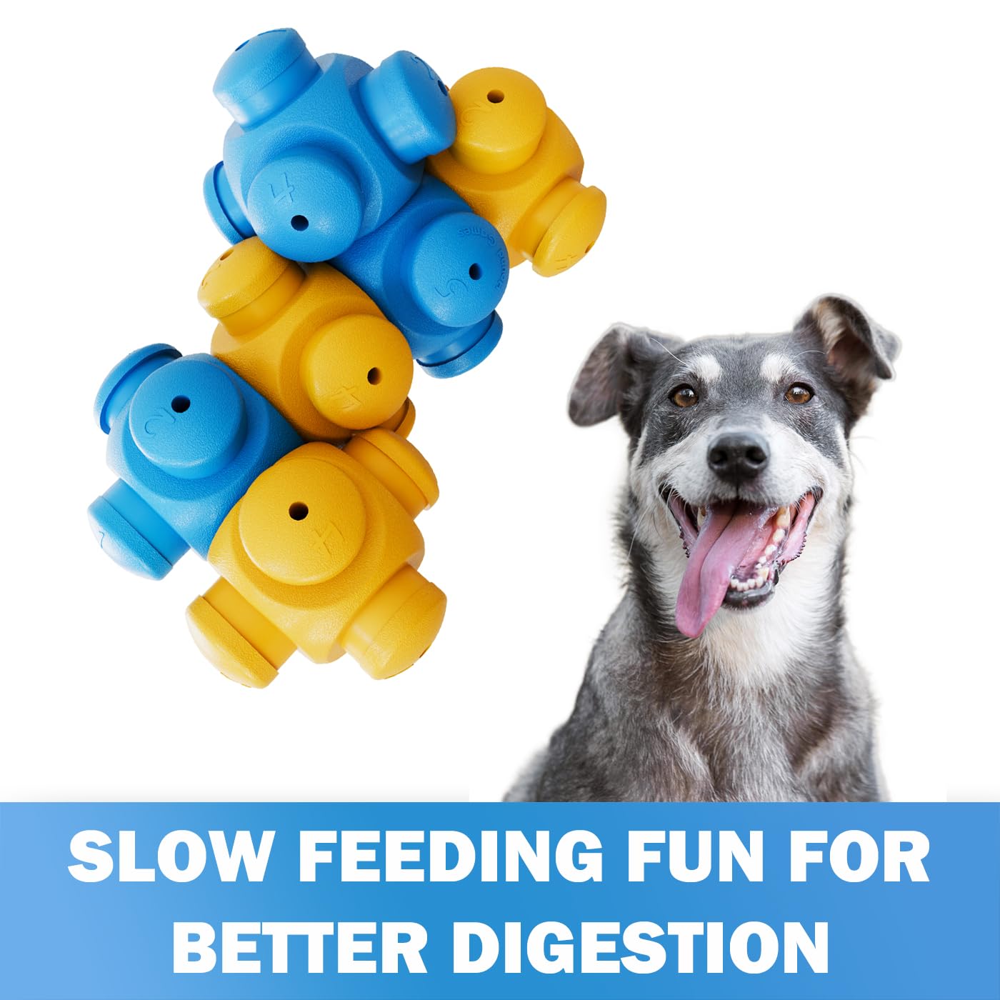 HOUNDGAMES treat dispensing toy illustrates rewards as pups solve thinking tasks.