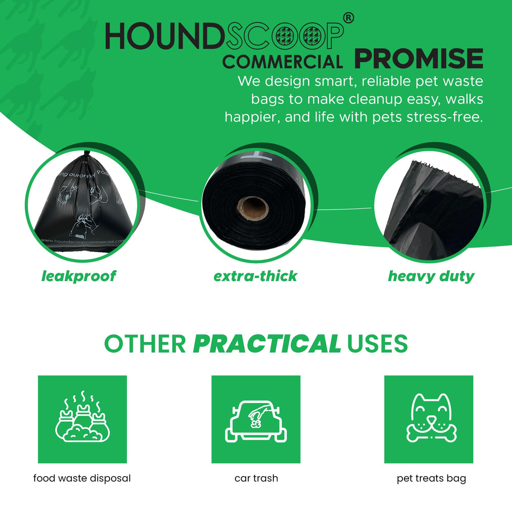 HOUNDSCOOP 18-micron leakproof bags help contain waste during walks.