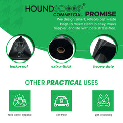 HOUNDSCOOP 18-micron leakproof bags help contain waste during walks.