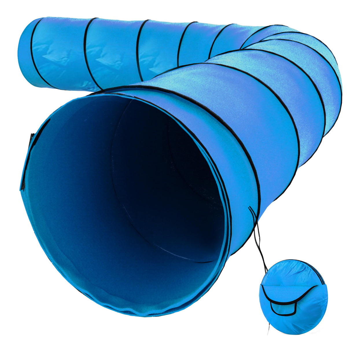 Houseables dog tunnel 18-inch with open ends for varied agility play and training.