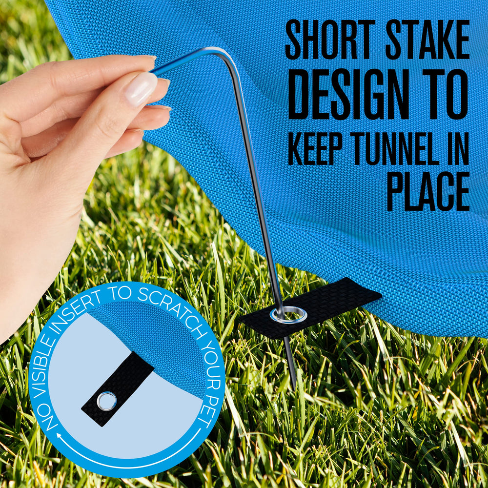 Houseables 18-inch blue dog tunnel offers casual agility play.