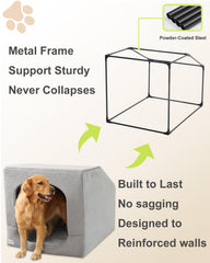 Hovicaed semi-enclosed dog tent offering private space for calm rest