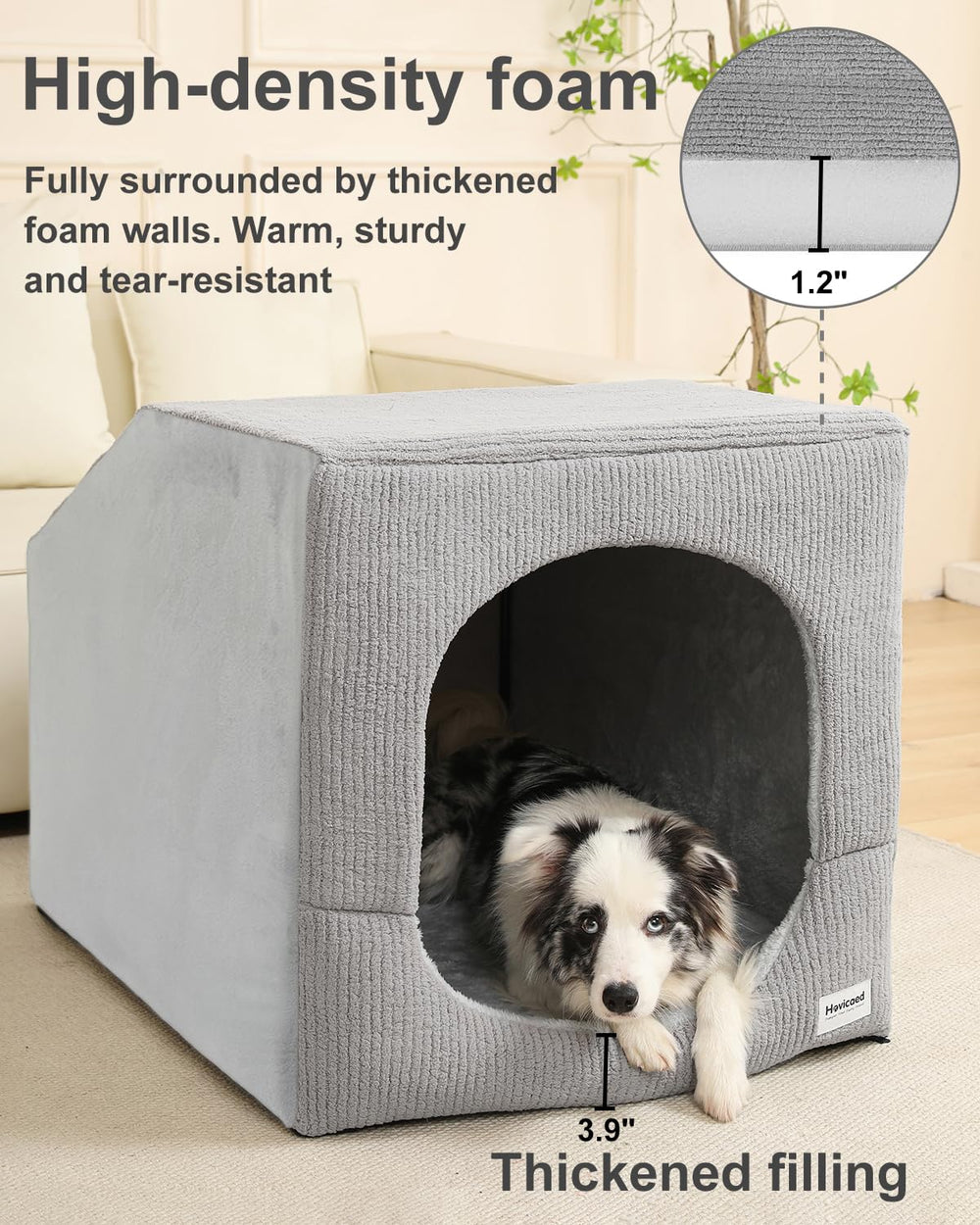 Hovicaed thermal insulation reduces drafts for year-round comfort.