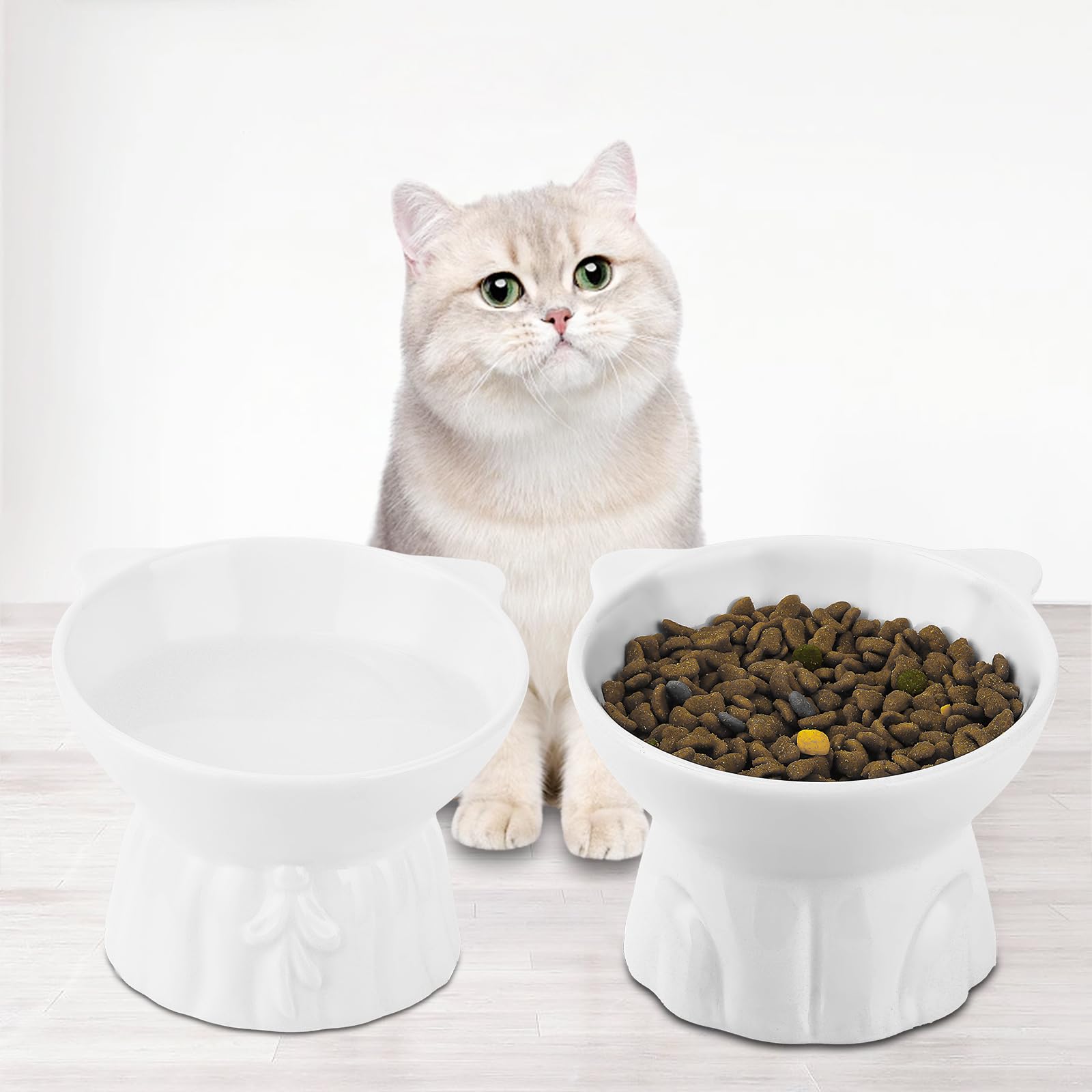 Hovico elevated cat bowls ergonomic design supports comfortable dining posture.