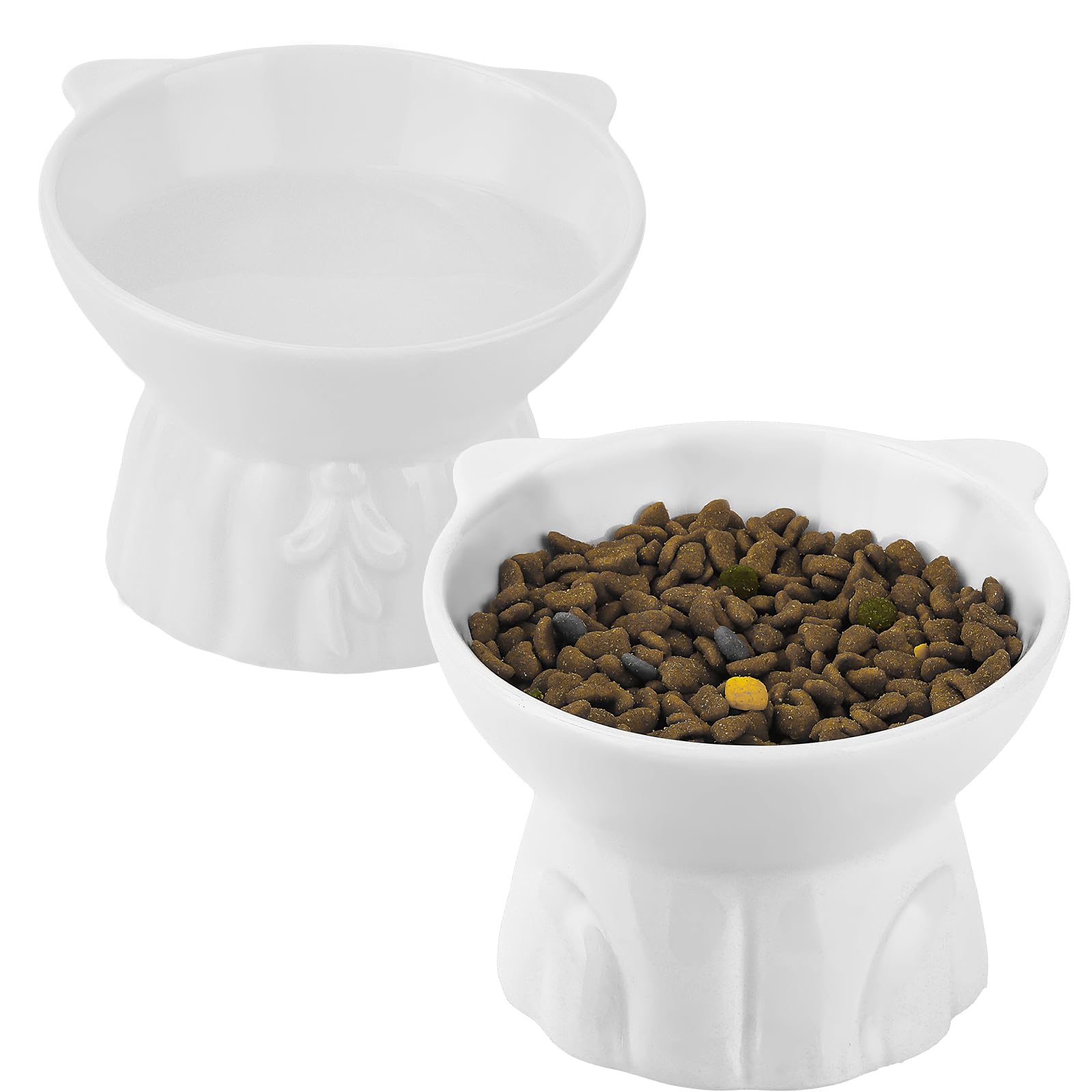 Hovico elevated cat bowls food bowl tilt supports easier feeding and whisker comfort.
