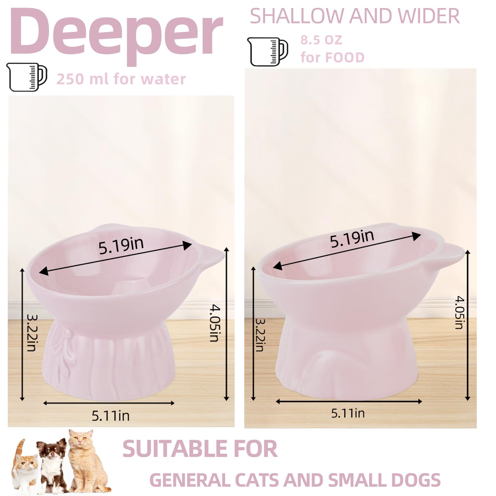 Hovico pink raised food bowl from the 2-pack for easy feeding.