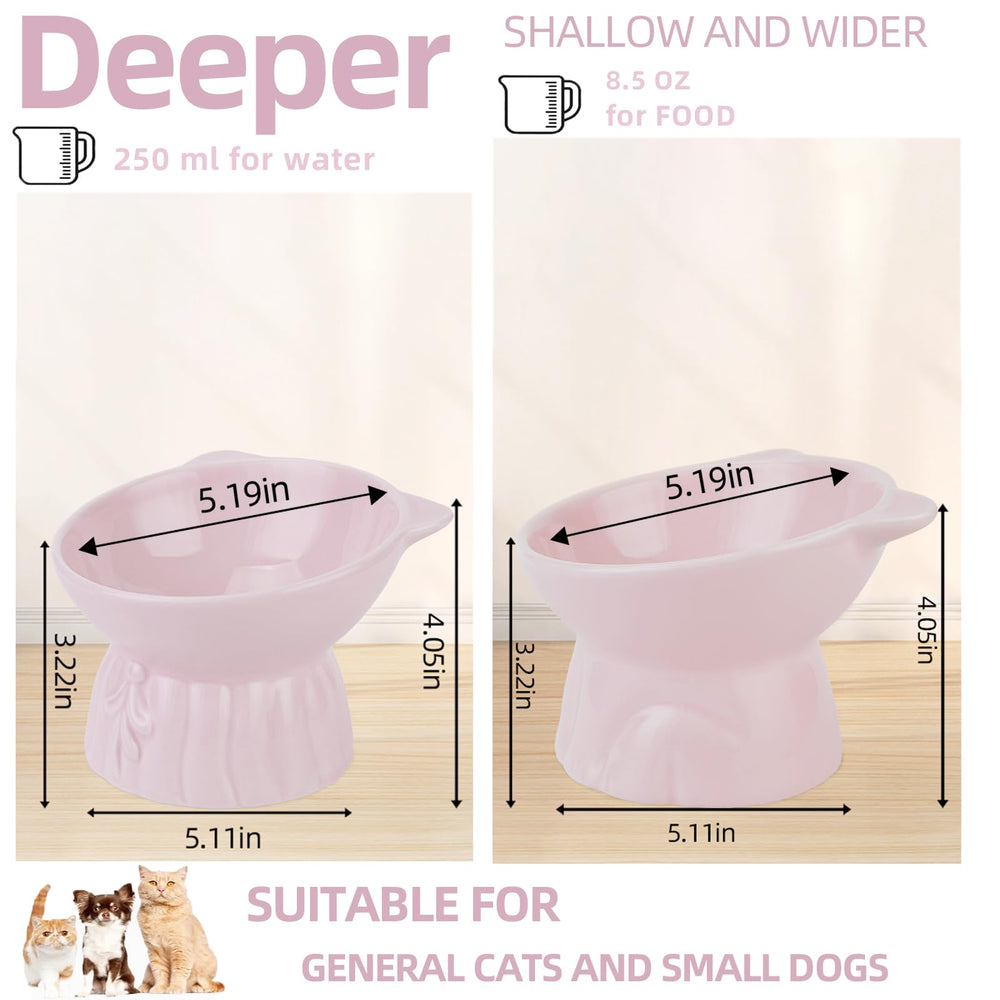 Hovico pink raised food bowl from the 2-pack for easy feeding.