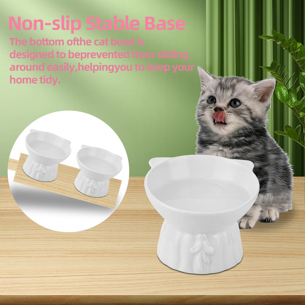 Hovico elevated cat bowls porcelain lead-free glaze for daily safety.
