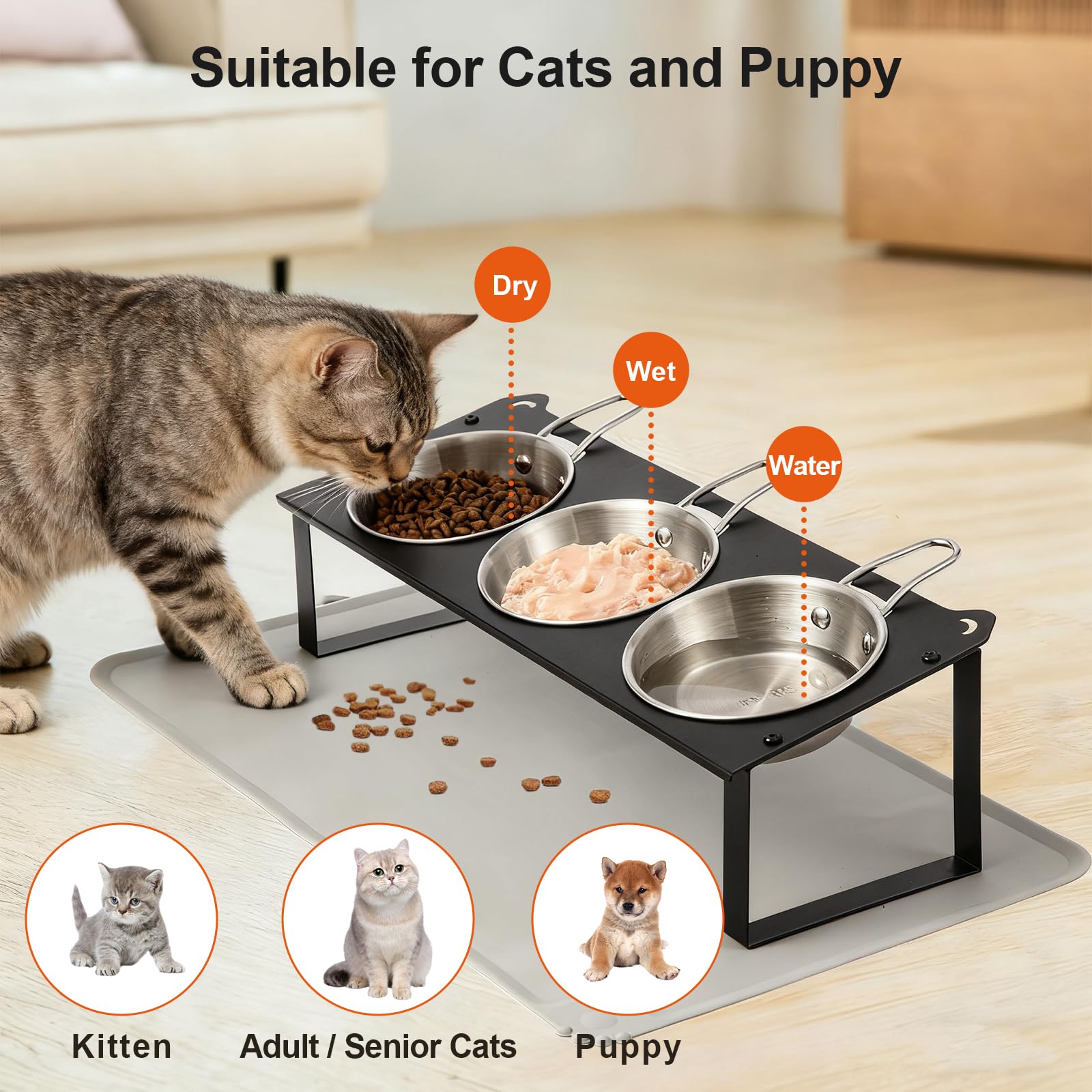 HOVNKUT silicone feeding mat keeps feeding area clean and dry.
