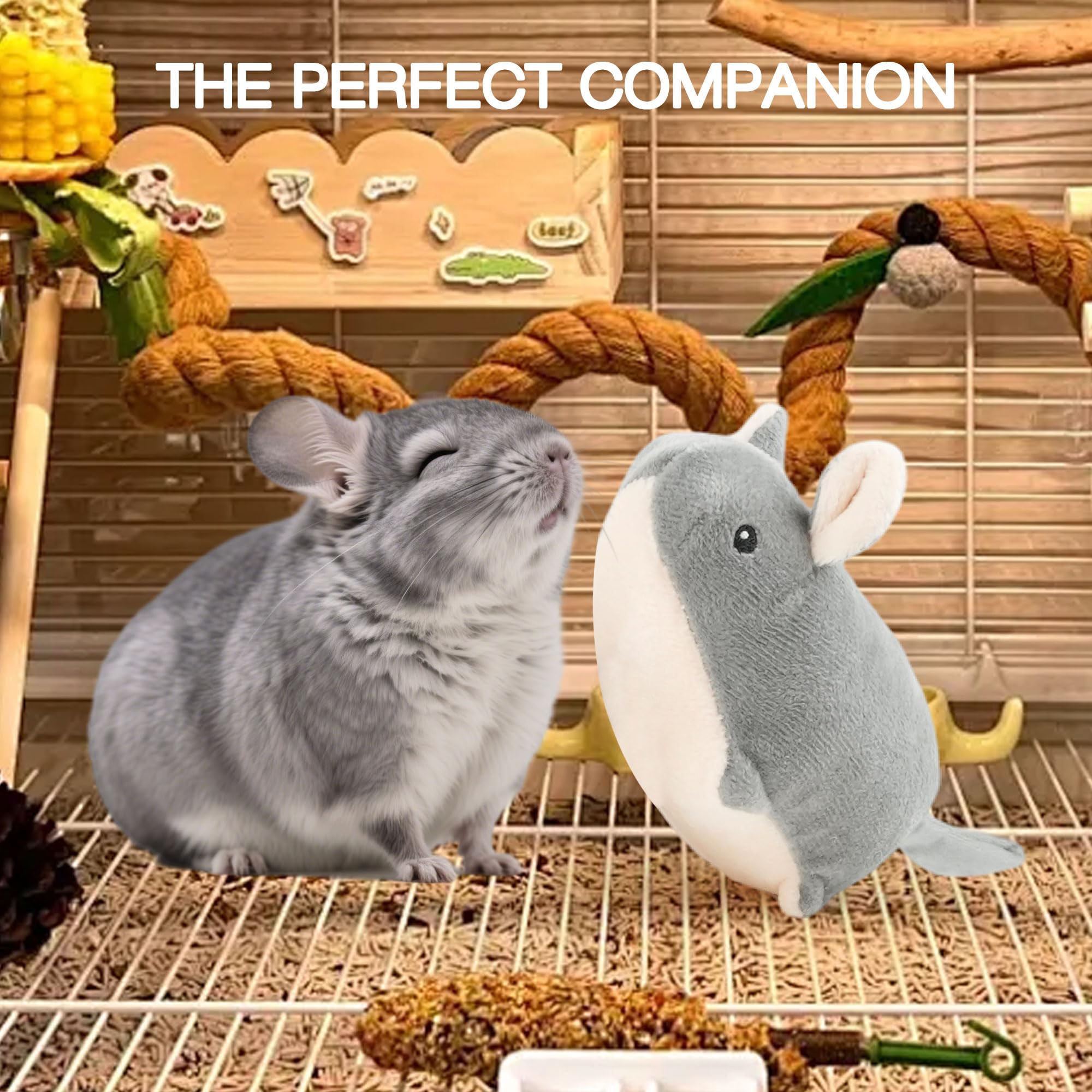 Howaukf chinchilla companion toy detailed-ears close-up suggesting lifelike charm and reassurance.
