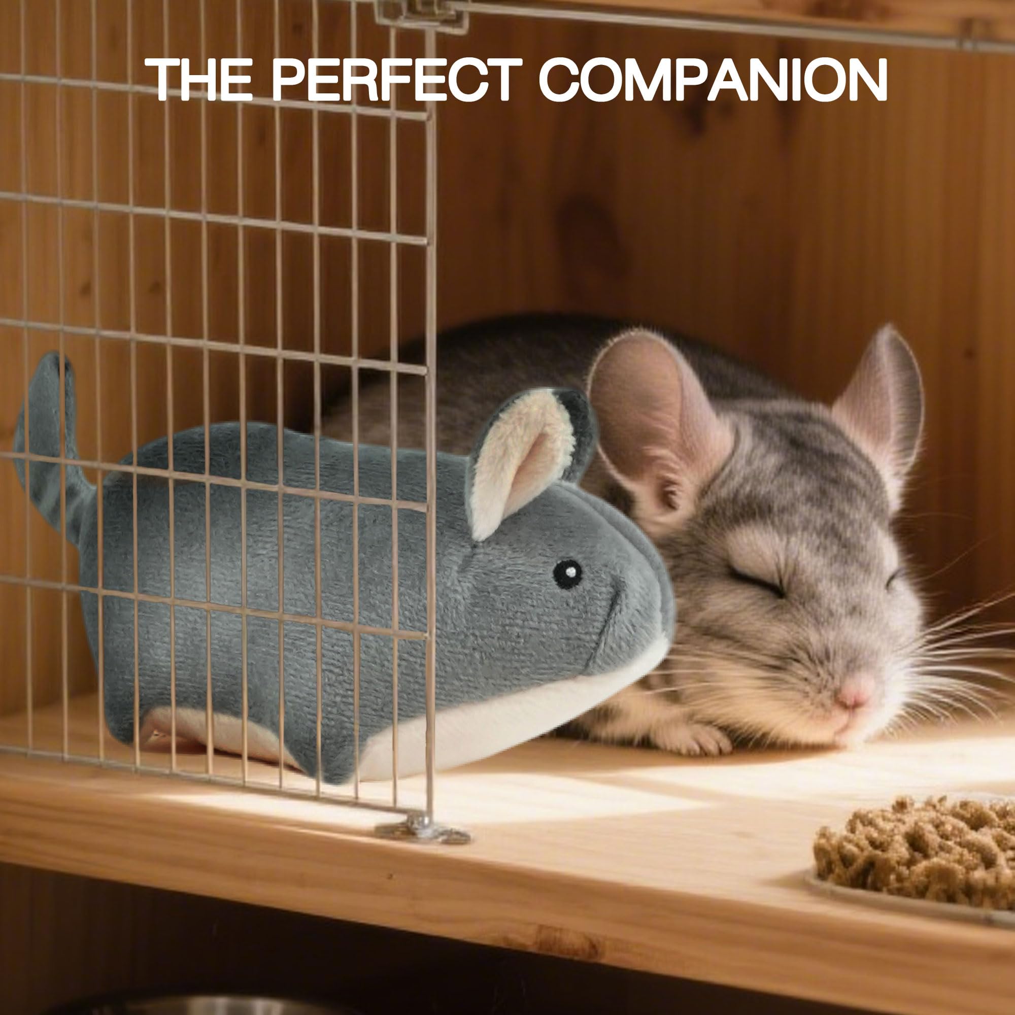 Howaukf chinchilla companion toy play-setup highlighting versatile use in cages and playpens.
