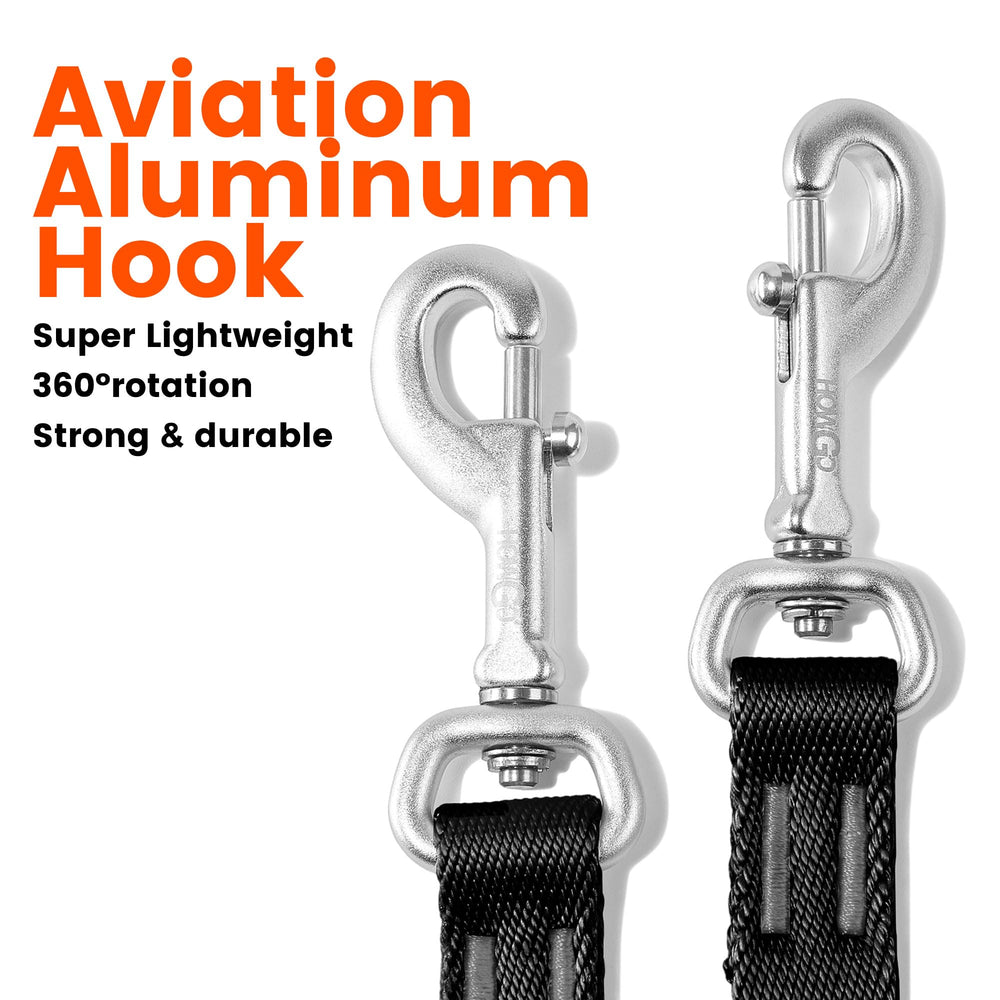 HOWGO adjustable length from 17 to 26 inches for each dog.