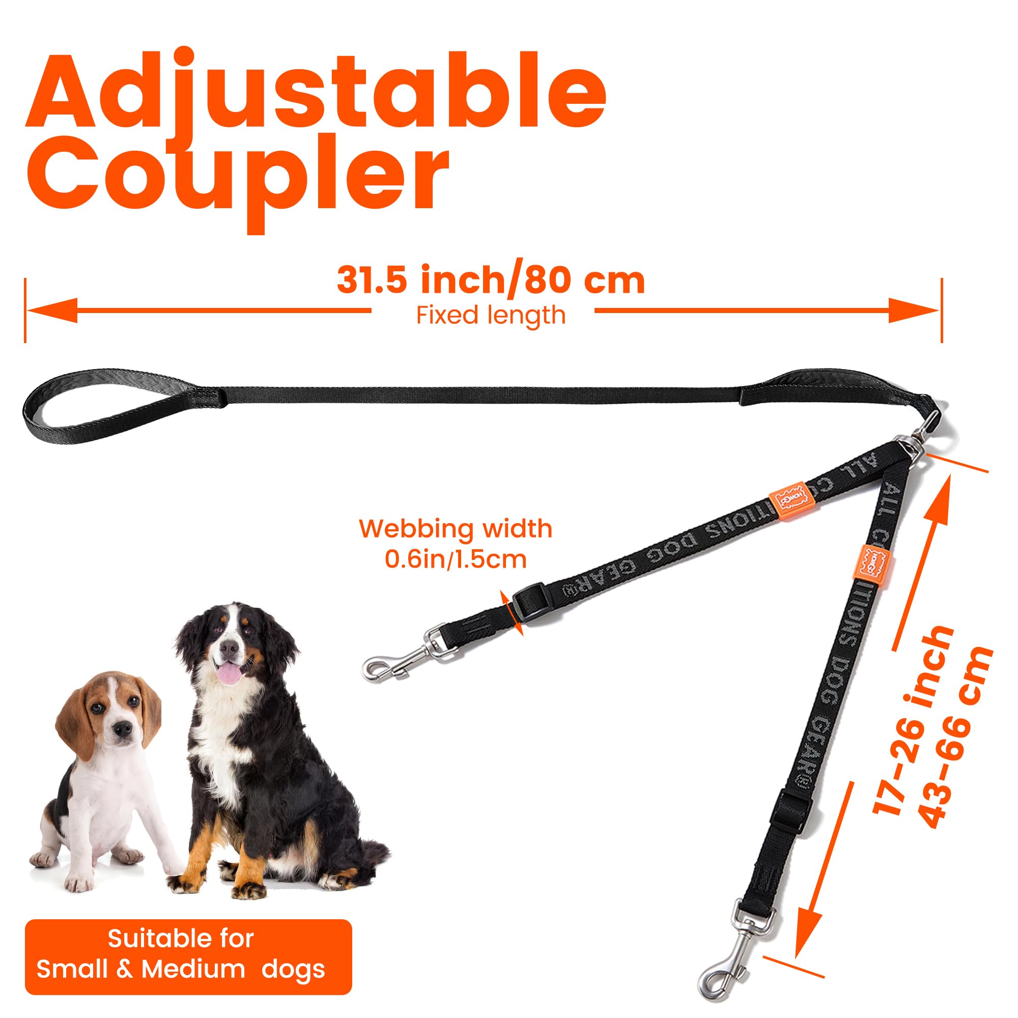 HOWGO Two webbing width options for different dog sizes