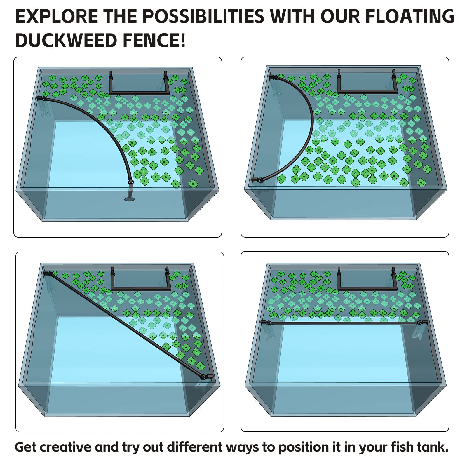HOZOE Aquarium Corral protects duckweed from currents and fish activity