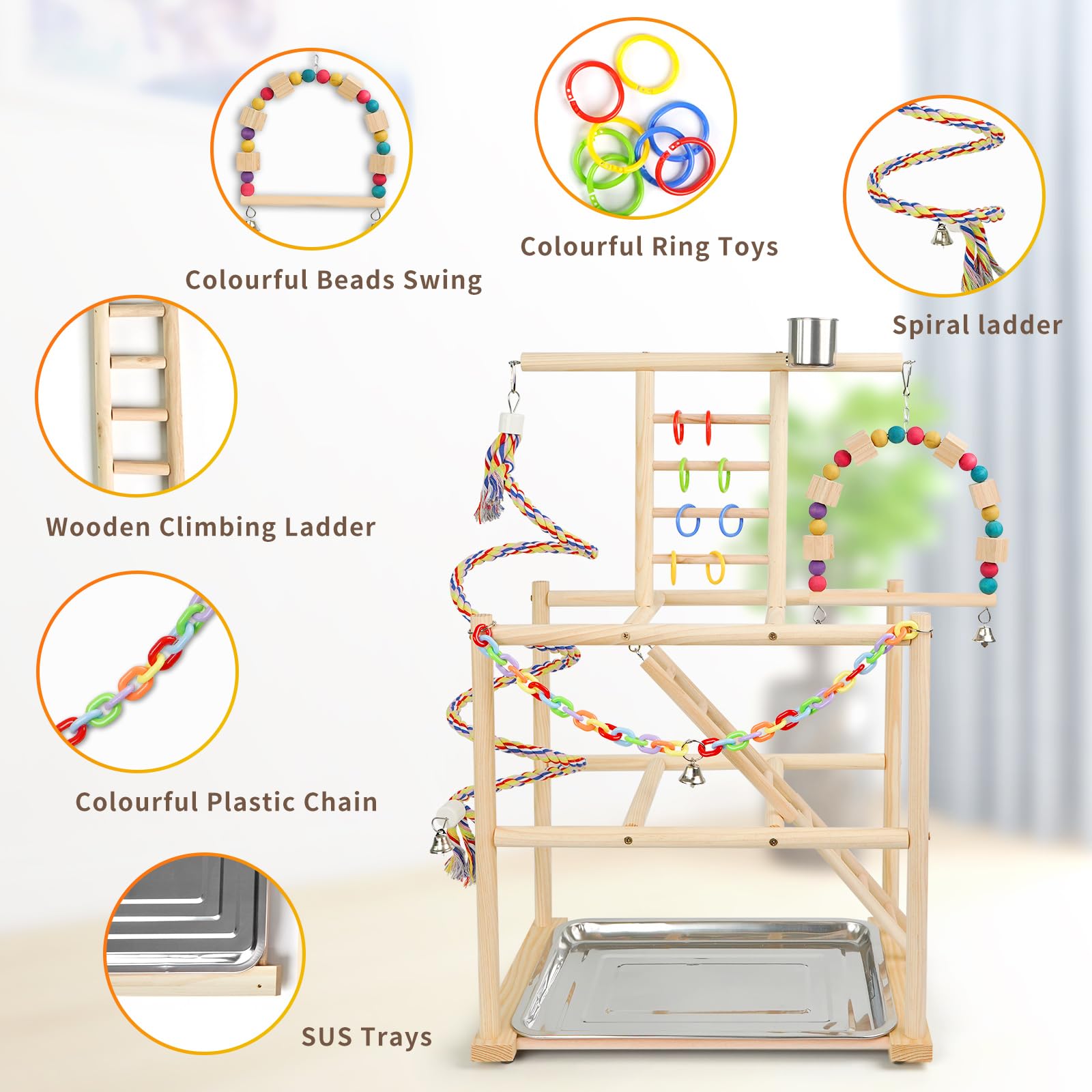 HPAWHOMEPART Bird Playground colorful toys and swing spark playful engagement