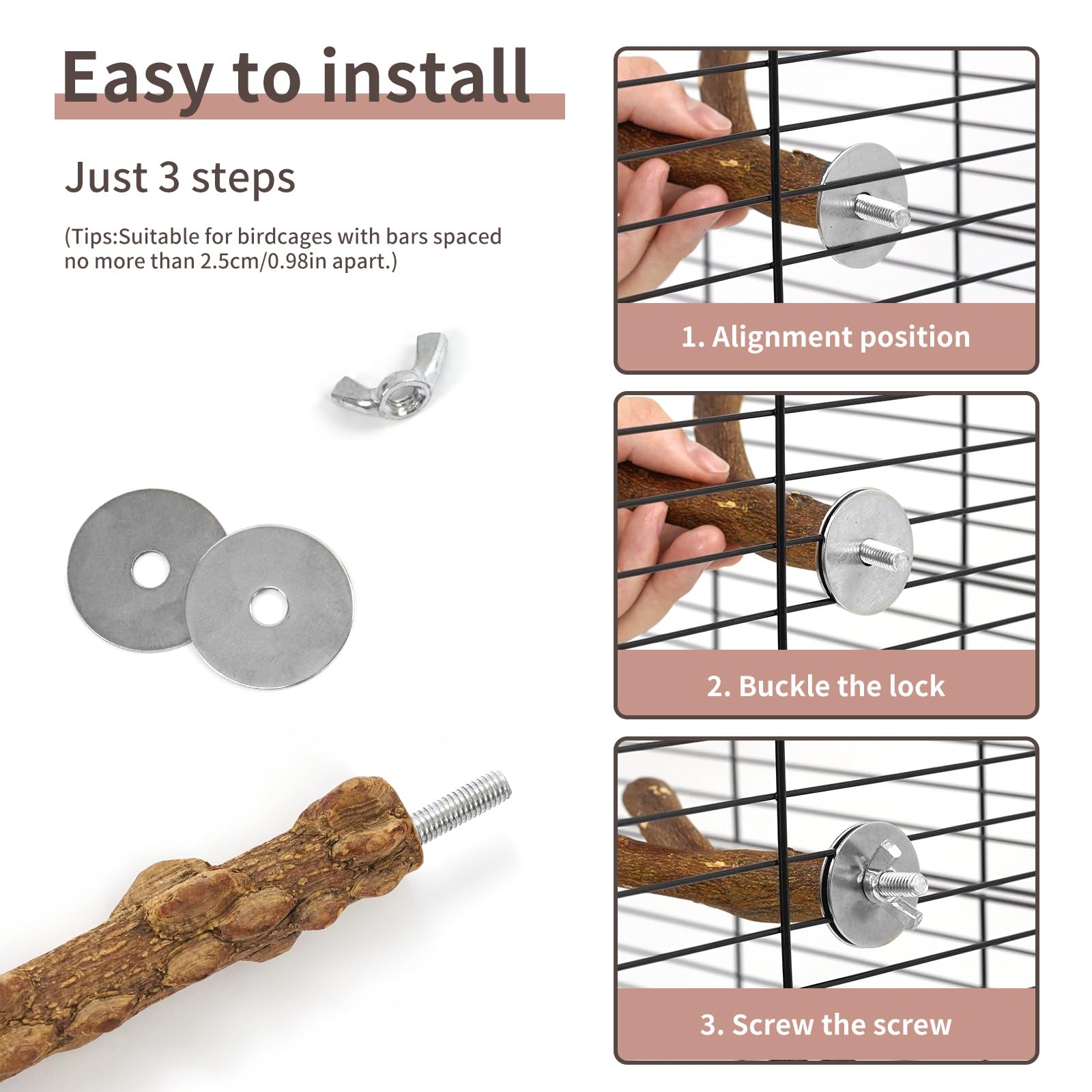 HPAWHOMEPART t-shaped perch offers ergonomic grip for small birds.