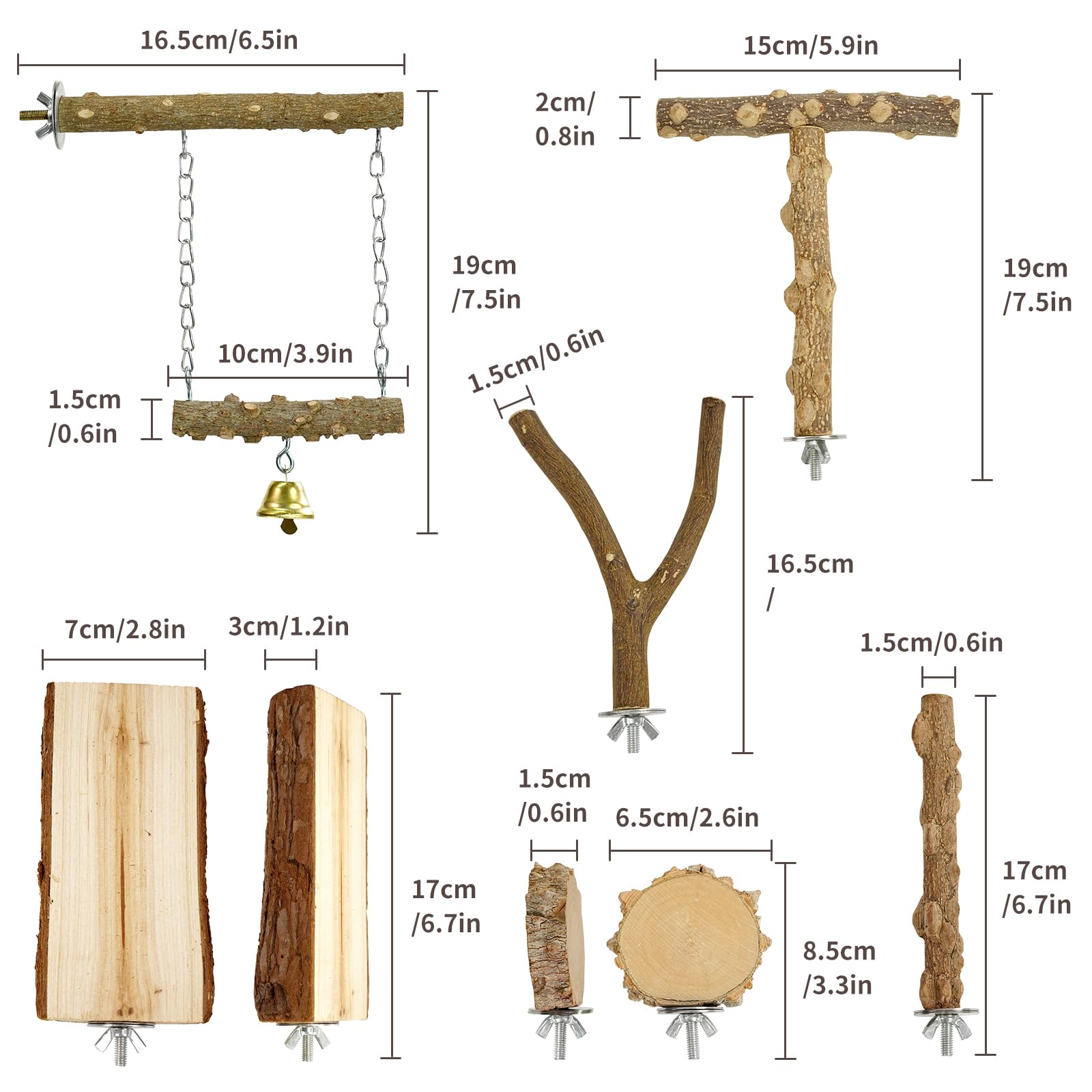 HPAWHOMEPART wooden perch platform supports varied grip for active birds.