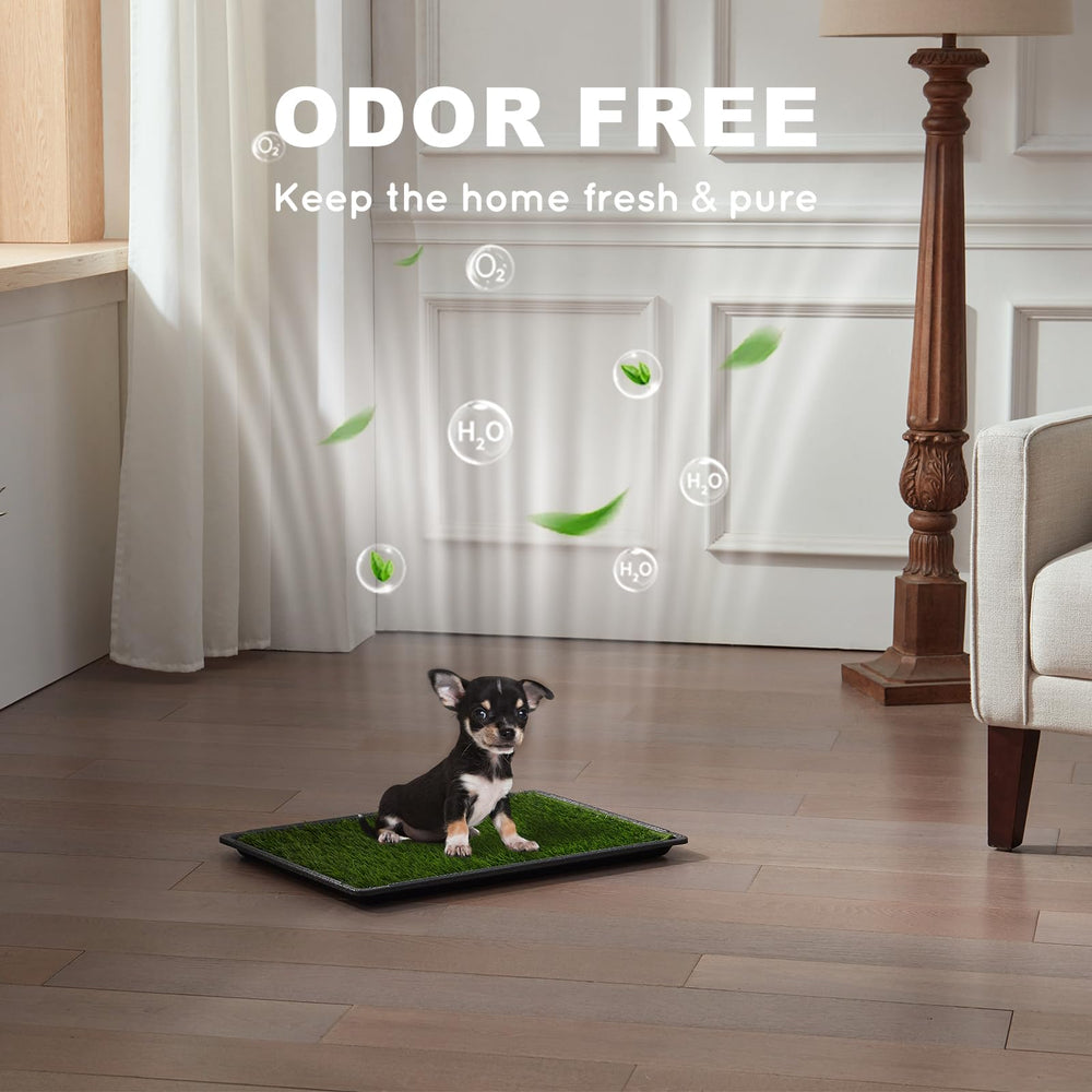 HQ4US 4LEGS artificial grass absorbent pad traps urine, keeps tray cleaner and less odor.