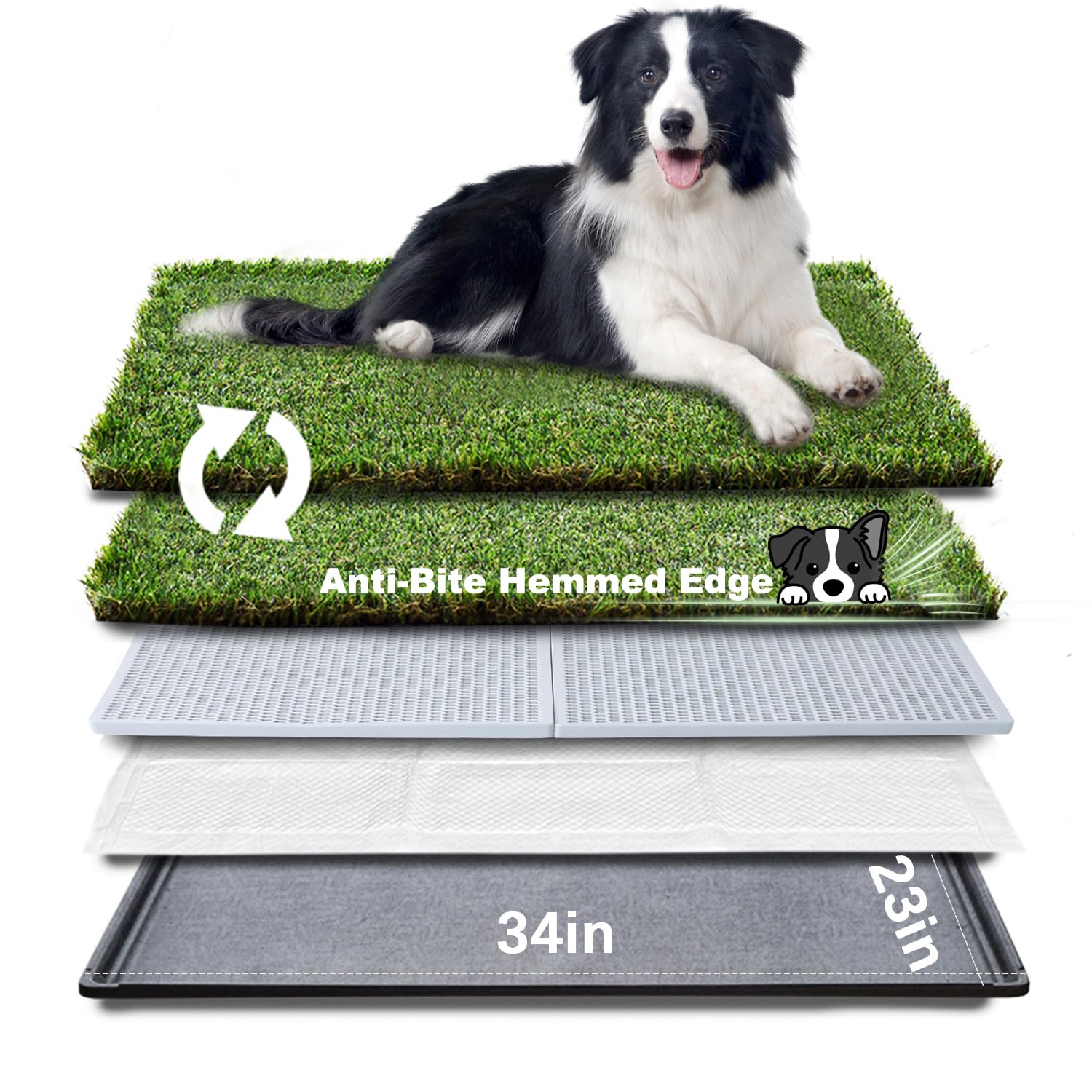 HQ4US 4LEGS dog grass pad with hemmed edge for easy cleaning and odor reduction