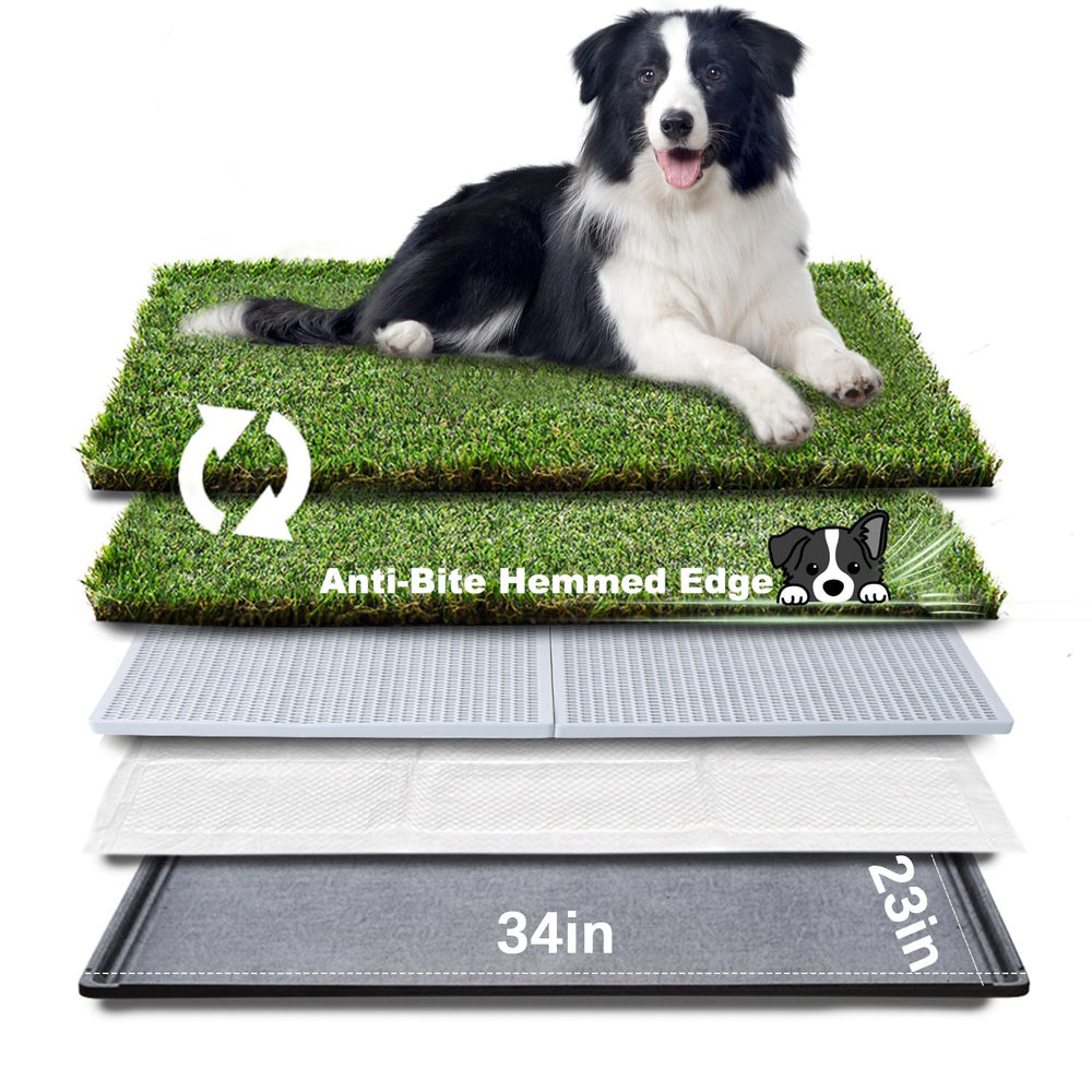 HQ4US 4LEGS dog grass pad with hemmed edge for easy cleaning and odor reduction