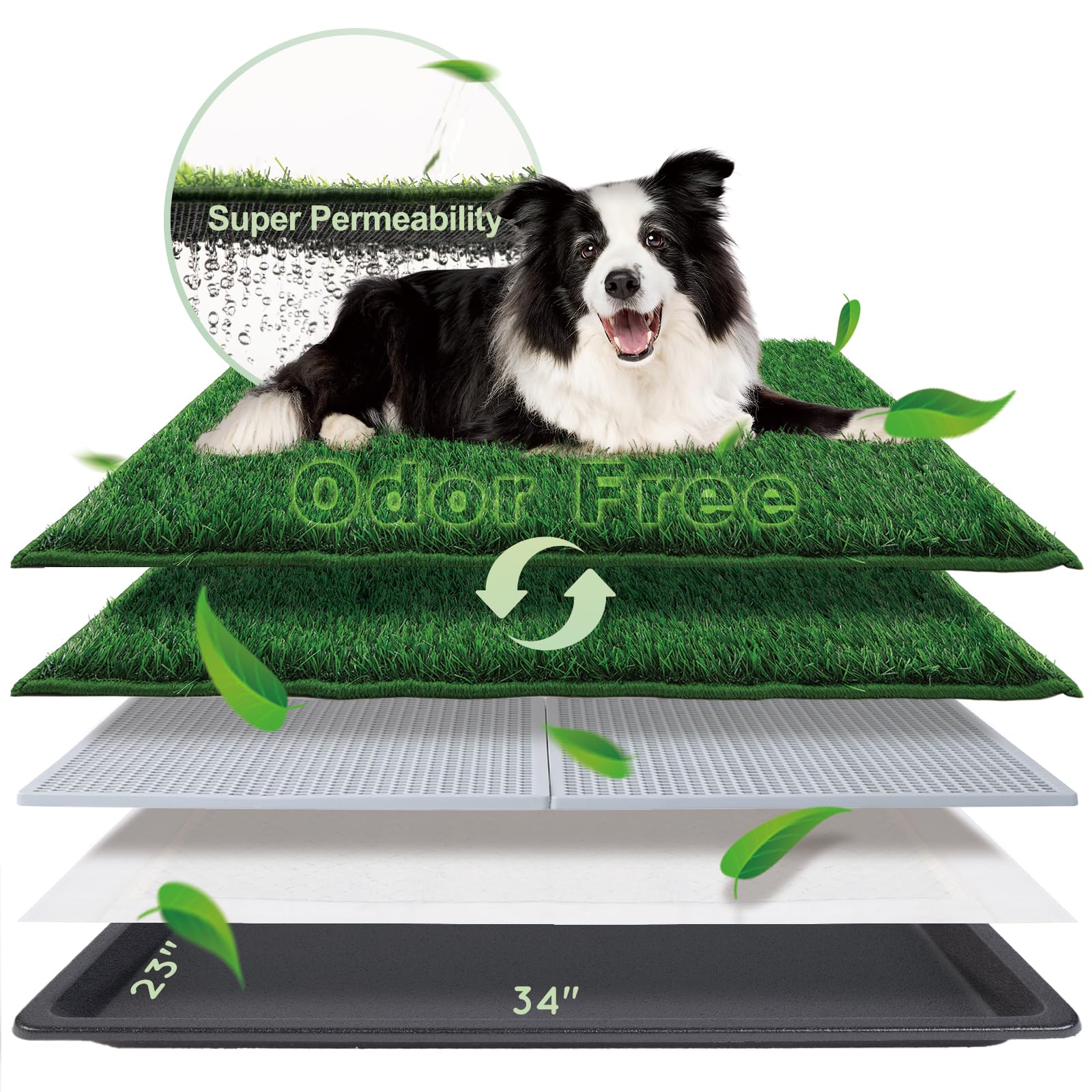 HQ4US 4LEGS dog grass pad with tray, large indoor potty for big dogs