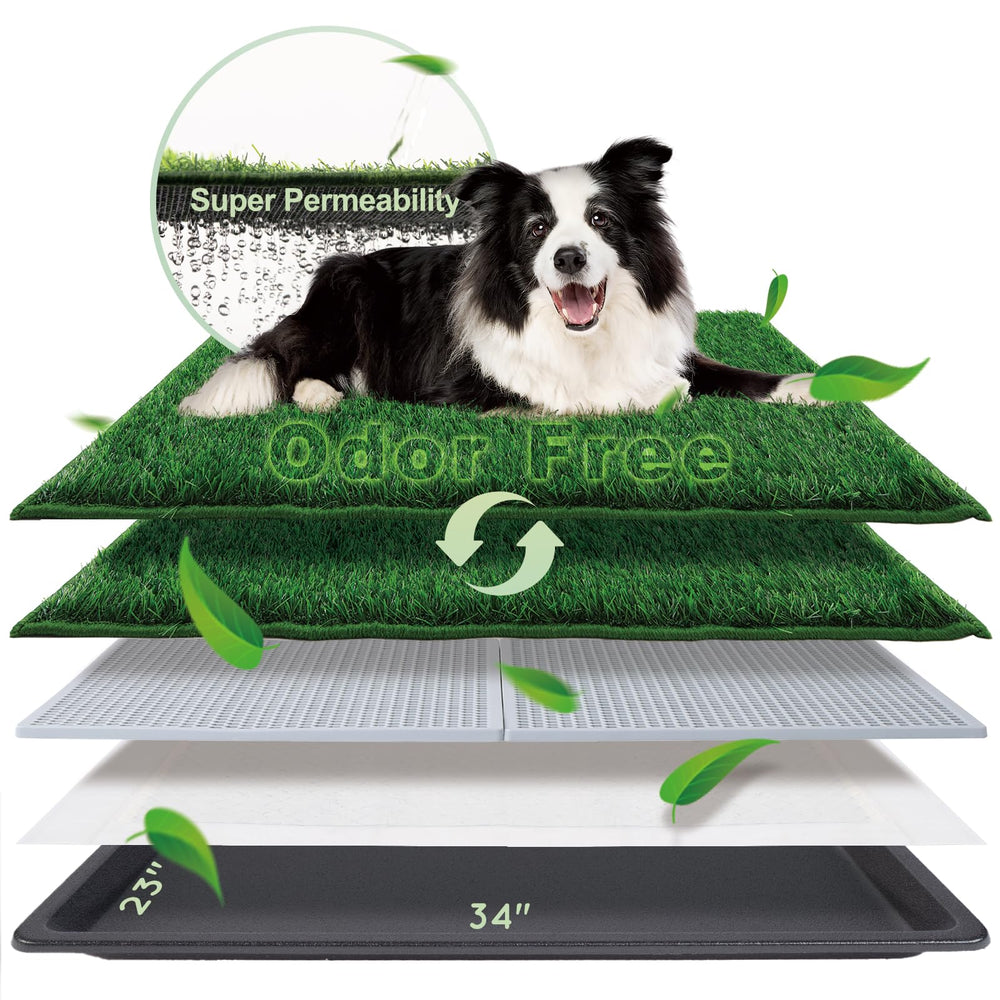 HQ4US 4LEGS dog grass pad with tray, large indoor potty for big dogs
