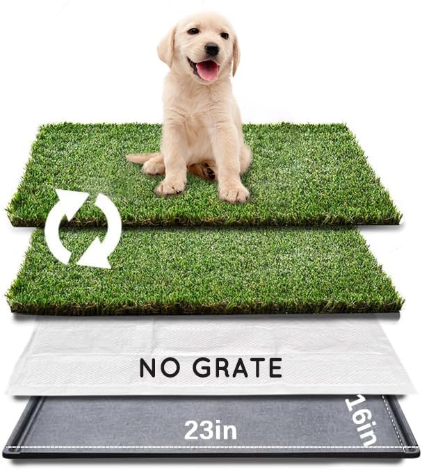 HQ4US 4LEGS small dog grass pad with tray for indoor use and easy cleanup.