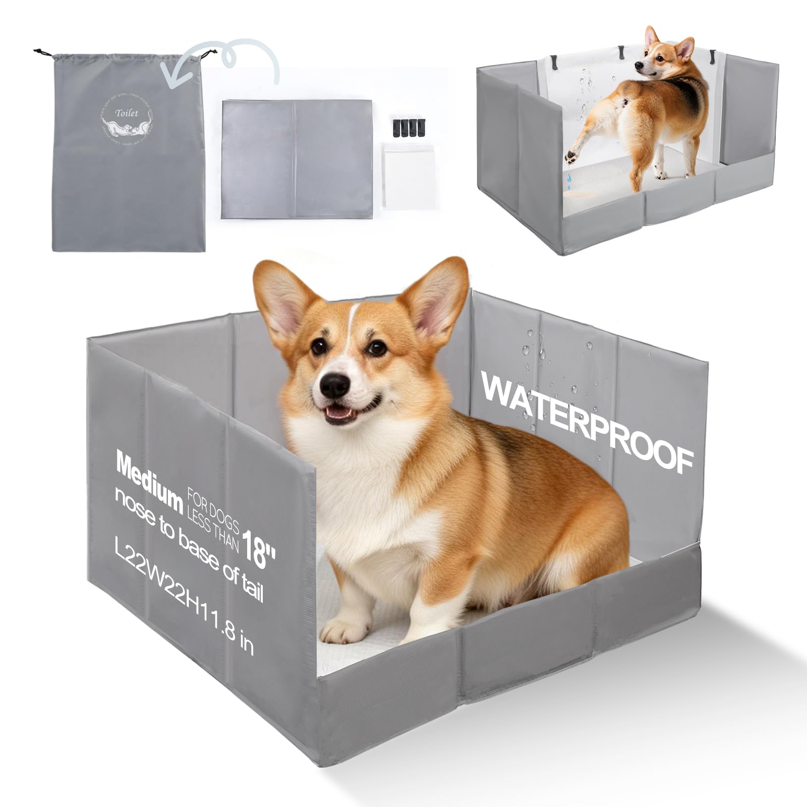 HQ4US 4LEGS foldable dog litter box for easy indoor potty on the go.