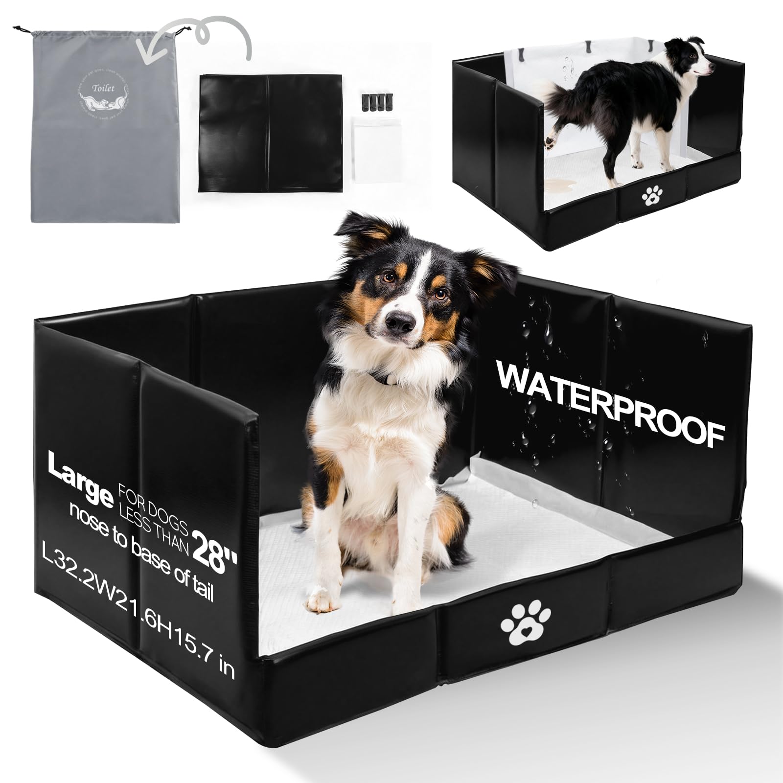 HQ4US 4LEGS dog litter box folded for compact storage and travel
