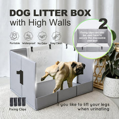 HQ4US 4LEGS dog potty tray with high walls contains splash for indoor use