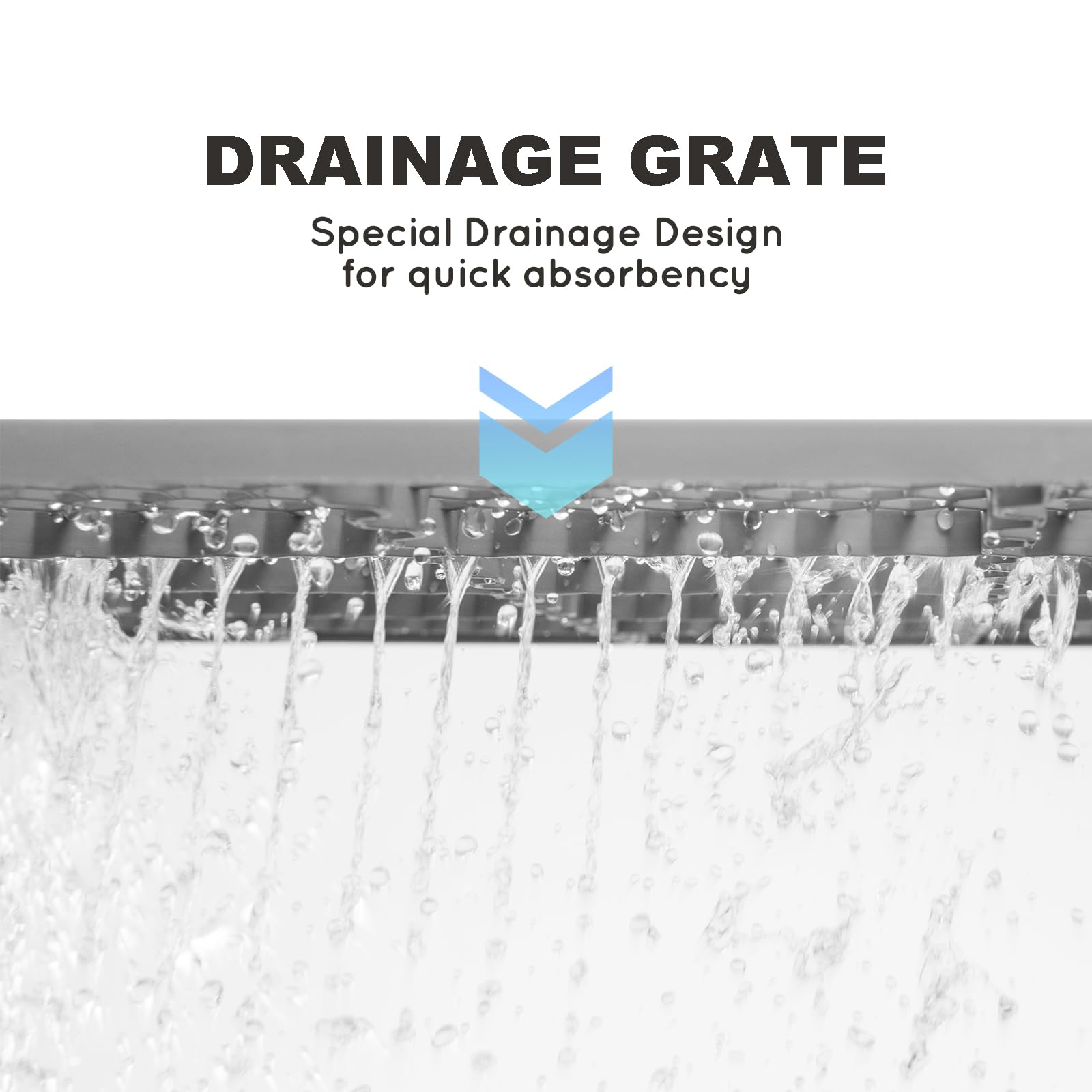 Drainage grate separates pad from grass to reduce mess