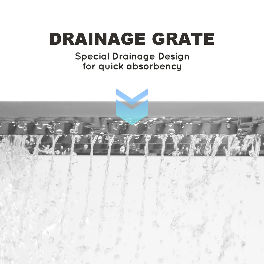 Drainage grate separates pad from grass to reduce mess