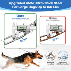 HQQNUO dog chain featuring a 360° rotating buckle to reduce tangling outdoors.