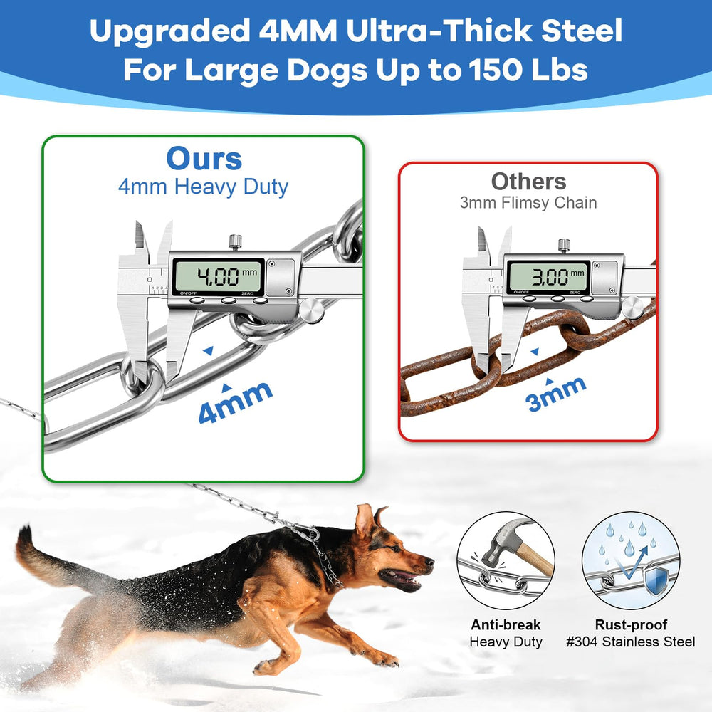 HQQNUO 4mm stainless steel dog chain highlights durability and chew resistance for large dogs