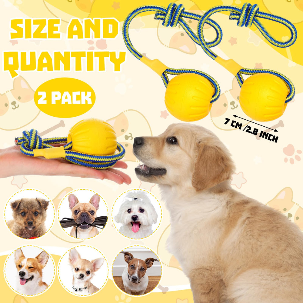 Hsei floating yellow ball with rope for water retrieves.