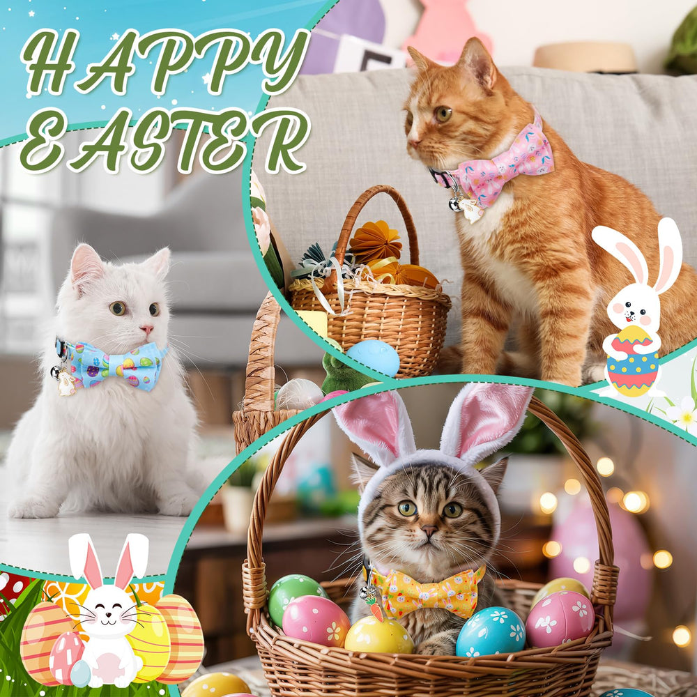 Hsei Easter cat collar with bunny pattern, ideal for spring photos