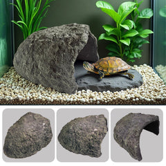HSIFMATE extra large reptile hide rock cave, sturdy resin build for long-lasting terrarium decor.
