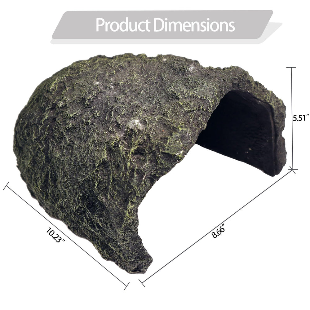 HSIFMATE extra large reptile hide rock cave, trusted non-toxic resin for safe reptile rest.