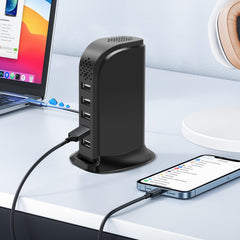 HSKAH USB hub with five ports for convenient charging.