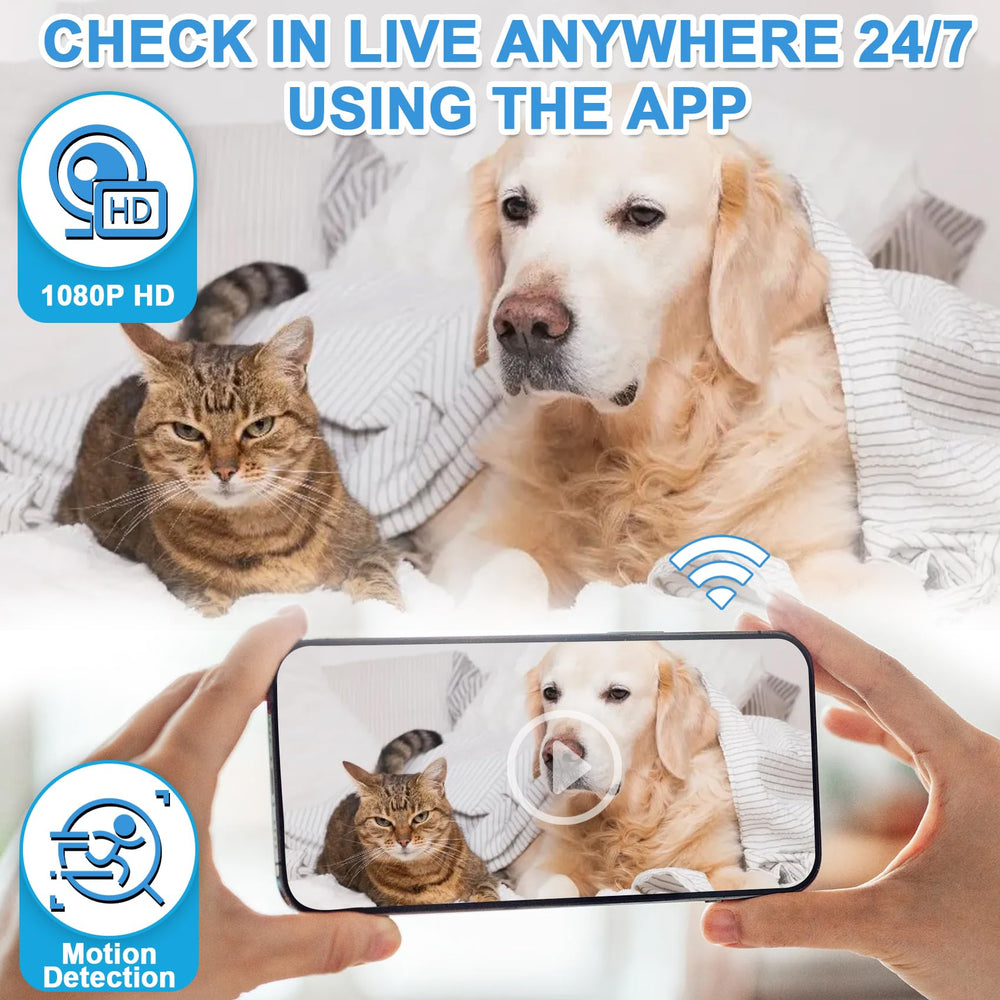 HSKAH wifi nanny cam with live mobile viewing for pets.