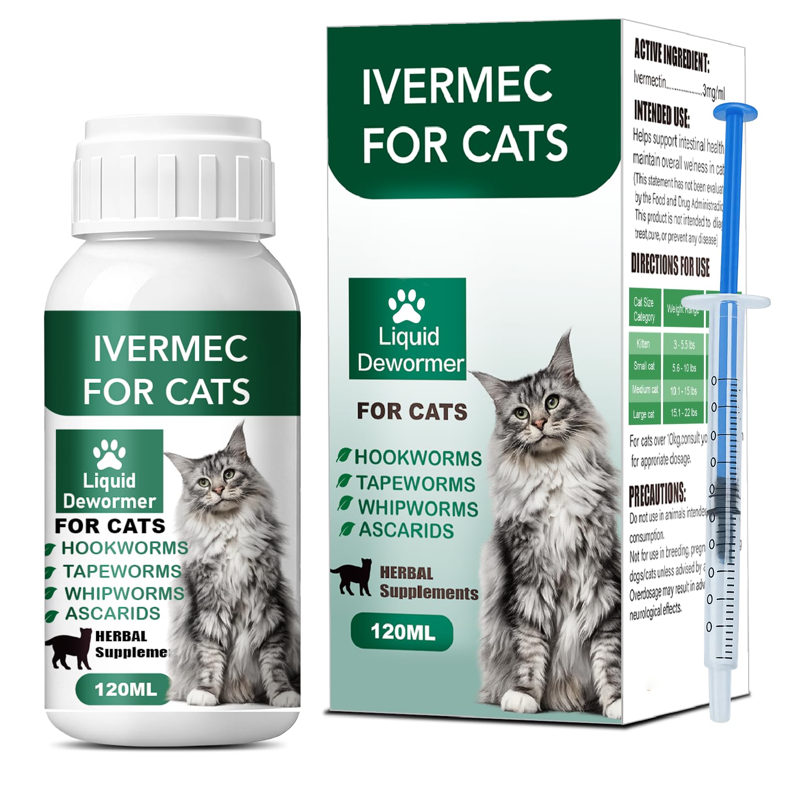 HSL Cat Dewormer Liquid bottle for easy dosing in cats.