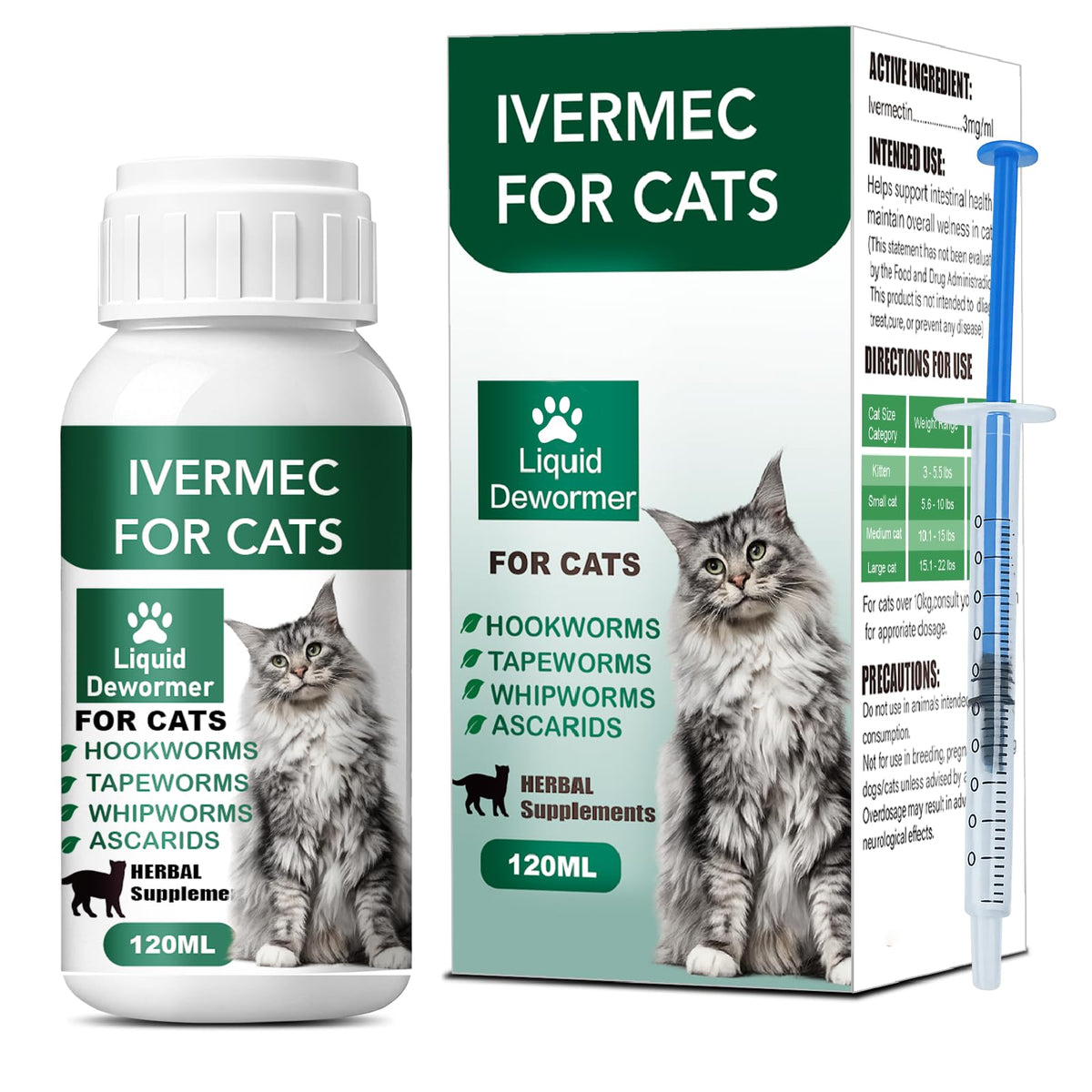 HSL Cat Dewormer Liquid bottle for easy dosing in cats.