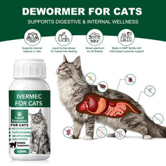 HSL Cat Dewormer Liquid drops ready to mix with meals.