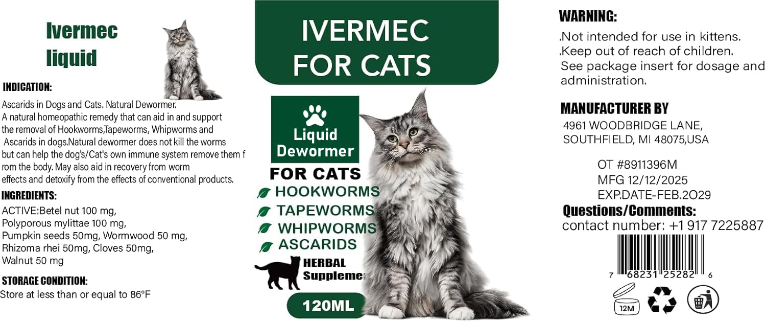 HSL Cat Dewormer Liquid suitable for kittens and cats alike.