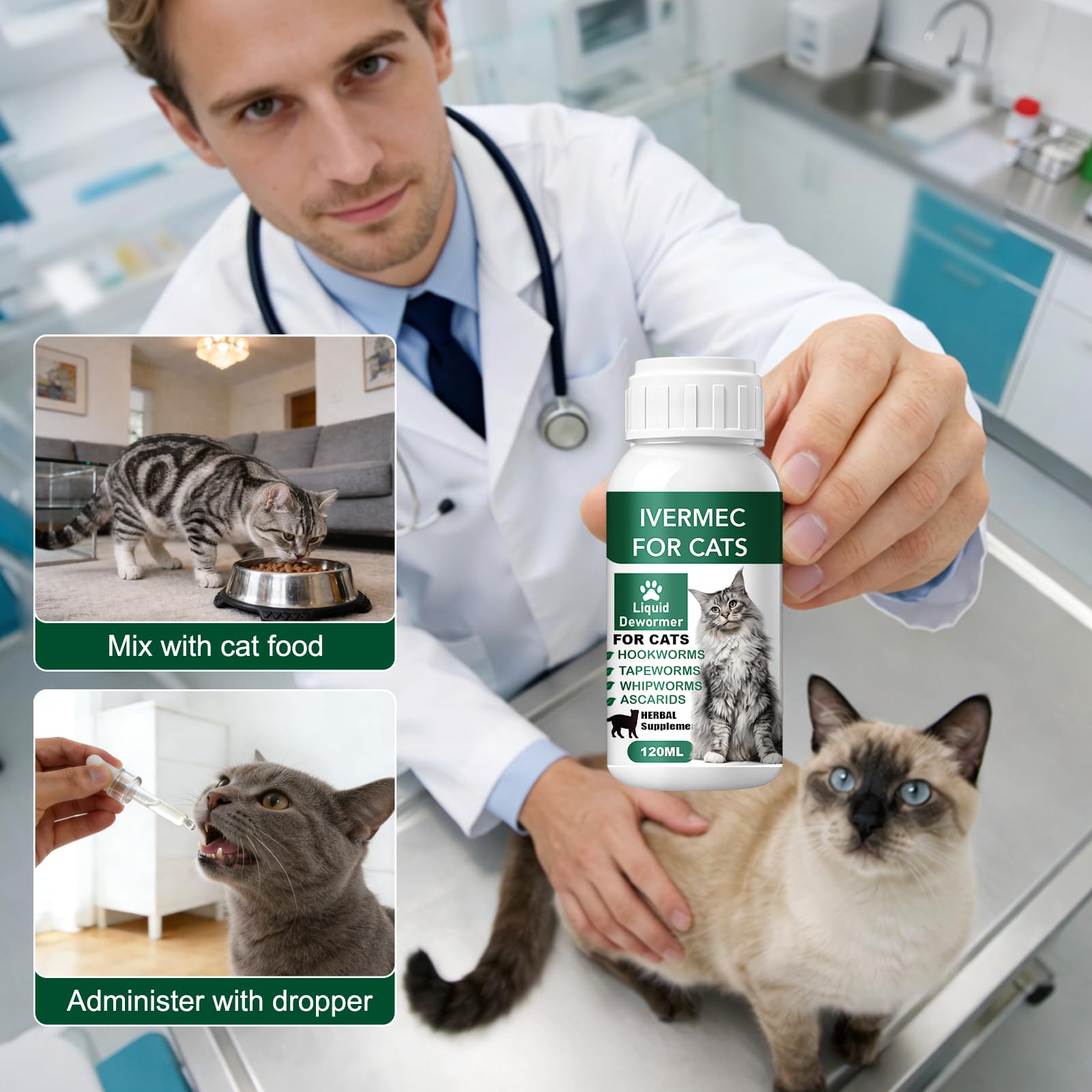 HSL Cat Dewormer Liquid mixed with food supports a gentle routine.