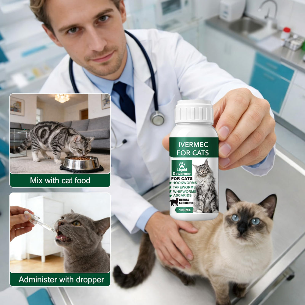 HSL Cat Dewormer Liquid mixed with food supports a gentle routine.