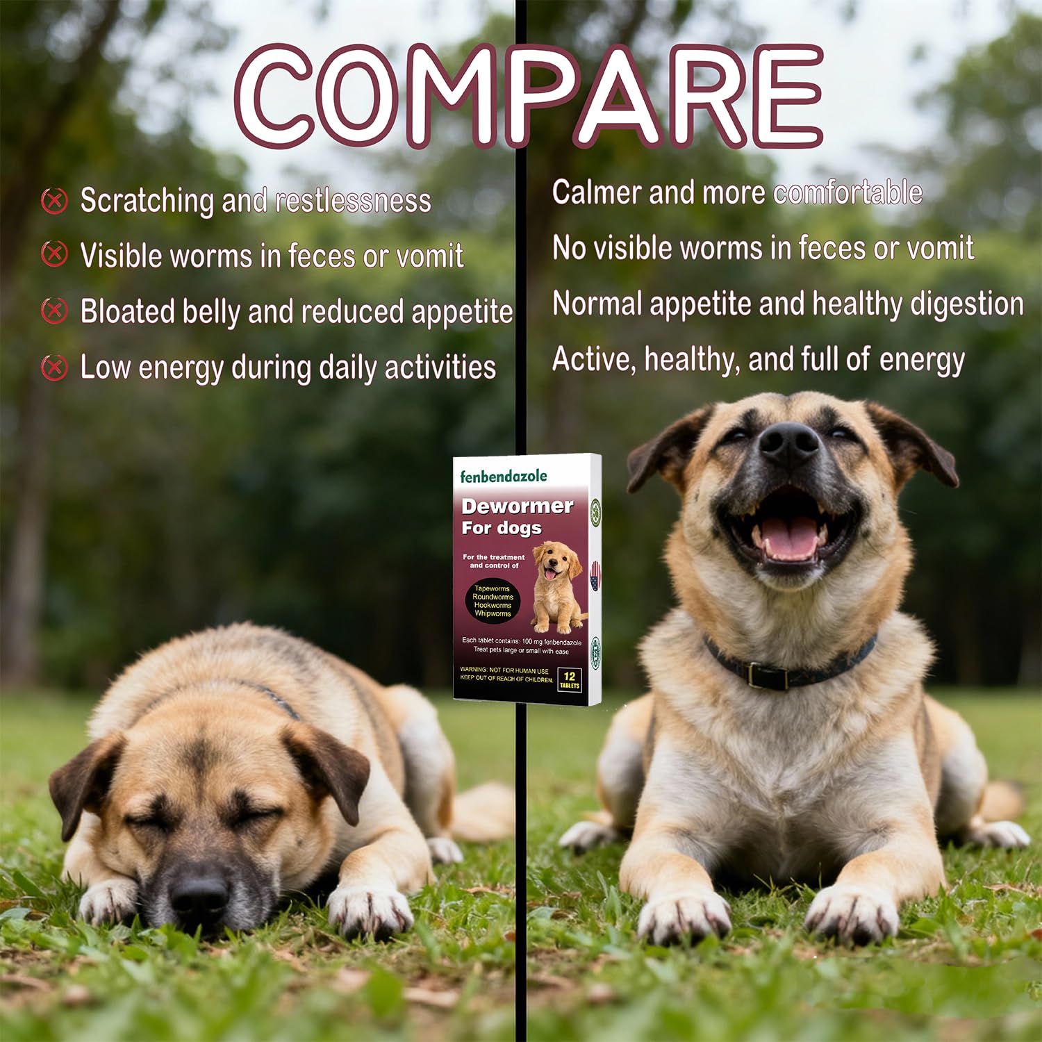 HSL dewormer offers broad-spectrum coverage for dogs' digestive health.