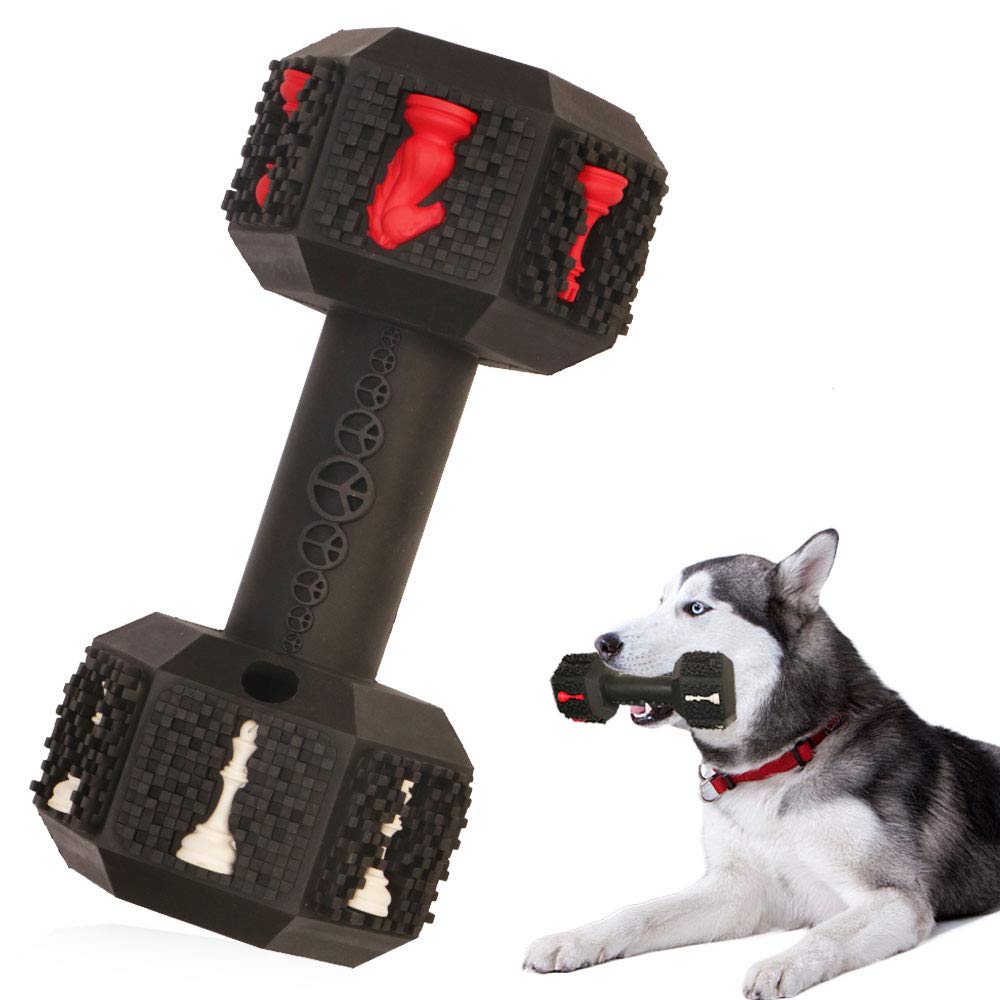 Hswaye dog dumbbell toy close-up shows rugged construction for aggressive chewers.